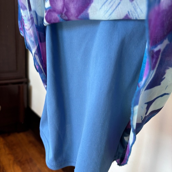 Vintage 90s Y2K Strapless Floral Blue & Purple High Low Dress - Picture 8 of 13